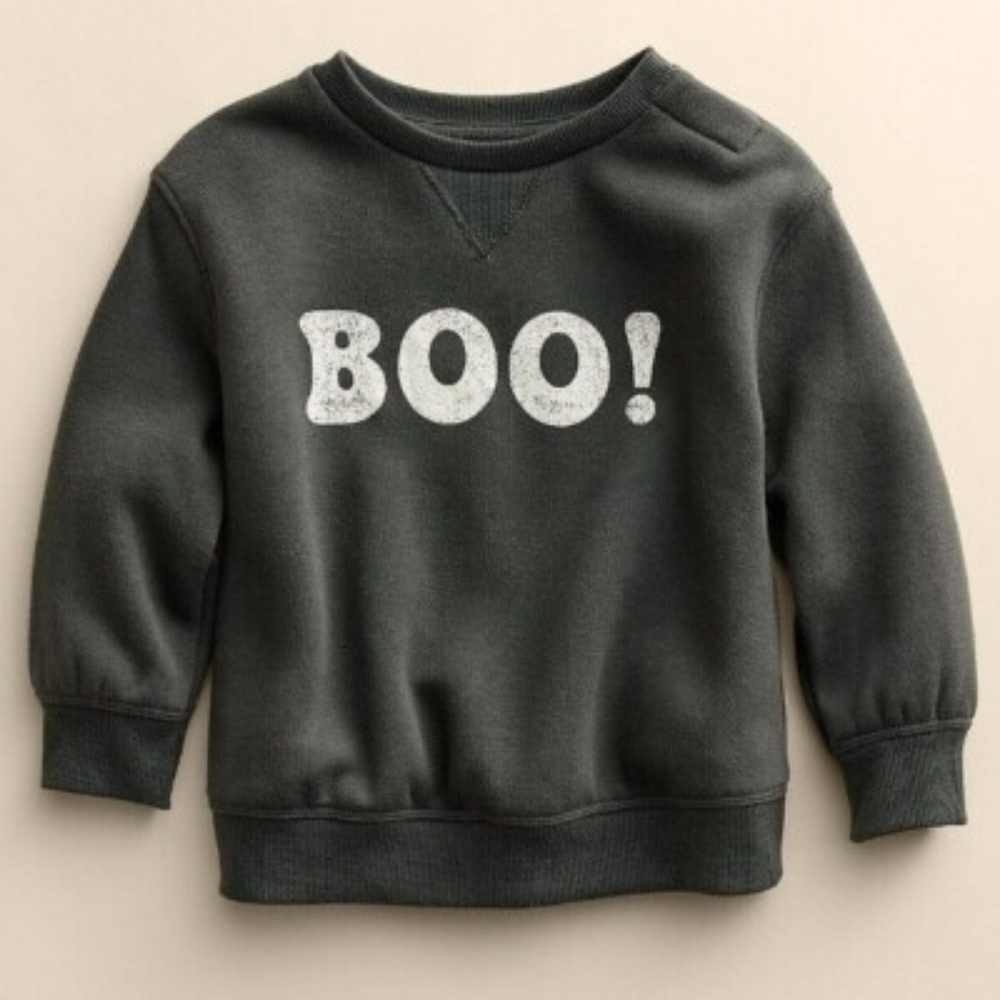 NWT Sz 3T Little Co. by Lauren Conrad Pumpkin Crewneck Pullover Sweatshirt Boo